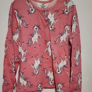 H&M Pink Long Sleeve Shirt with Unicorn Print